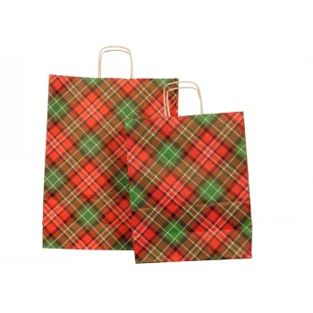 Kraft Çanta Ekose Desen Baskılı 31×12x41*25 Adet