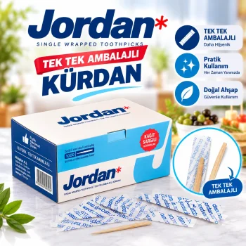 Jordan Kürdan 1000 Adet Tek Tek Kağıt Ambalajlı Hijyenik Doğal Huş Ağacı Kürdan