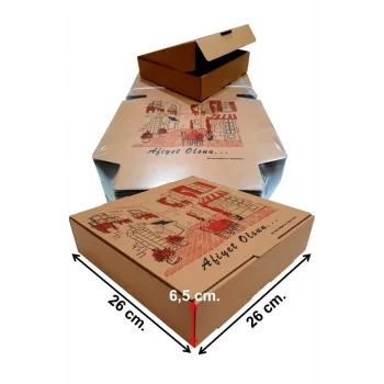 Pizza (Lahmacun) Kutusu 26x26x6,50 cm - 100 Adet
