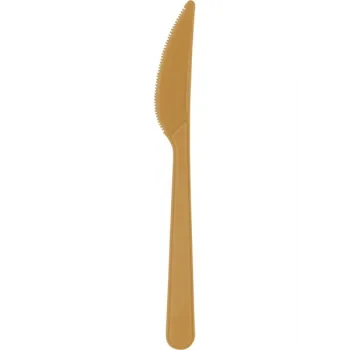 Plastik Lüks Gold Bıçak 25Li