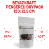 13x22,5 cm. Beyaz Kraft Pencereli Doypack - 50 Adet