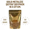16x27 Gold Şeffaf Metalize Doypack - 50 Adet