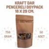 18x29 cm. Kraft Dar Pencereli Doypack - 50 Adet