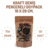 18x29 cm. Kraft Geniş Pencereli Doypack - 50 Adet