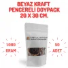 20x30 cm. Beyaz Kraft Pencereli Doypack - 50 Adet