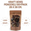 20x30 cm. Kraft Geniş Pencereli Doypack - 50 Adet