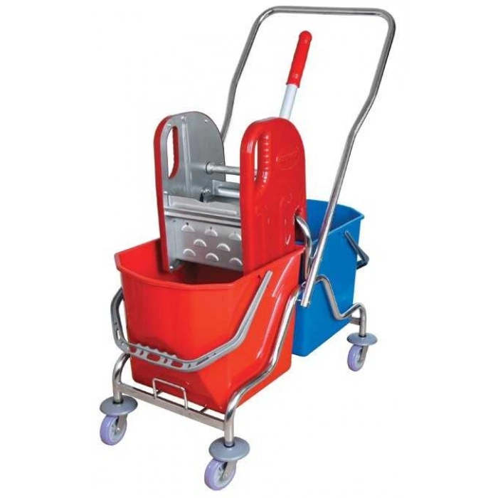   Çift Kovalı Metal Temizlik Arabası Presli