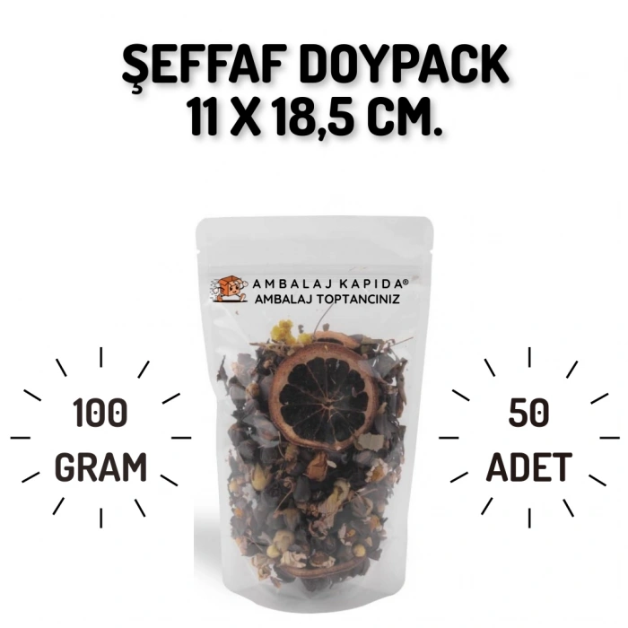 11x18,5 Şeffaf Doypack - 50 Adet