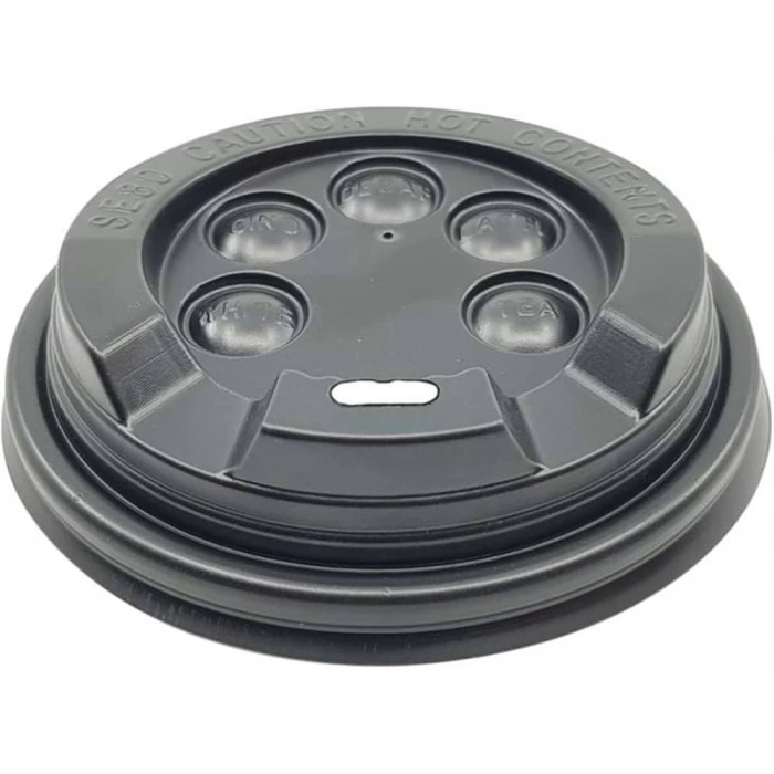 12-16 OZ Double Karton Bardak Kapağı Emzikli Siyah (SE90) 100 Adet