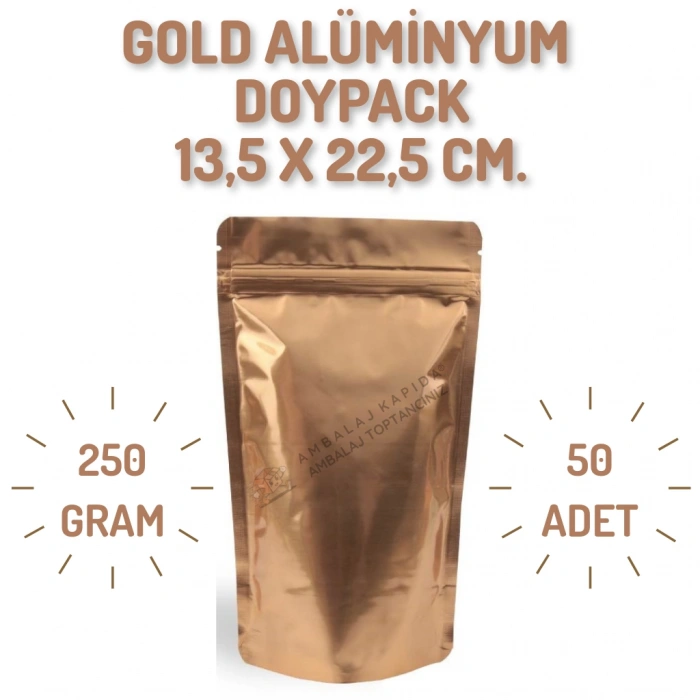 13x22,5 Gold Alüminyum Doypack - 50 Adet