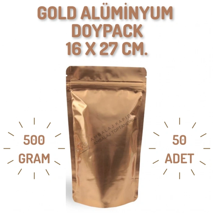 16x27 Gold Alüminyum Doypack - 50 Adet