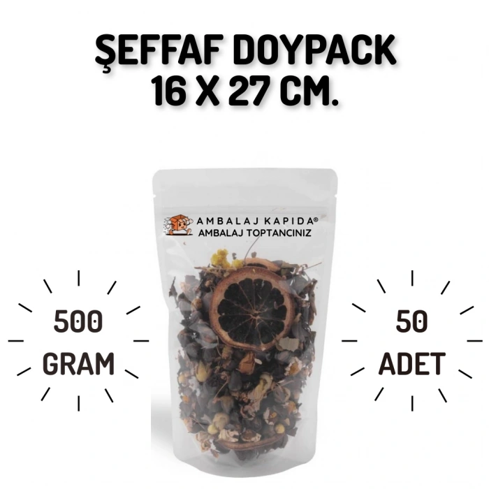 16x27 Şeffaf Doypack - 50 Adet