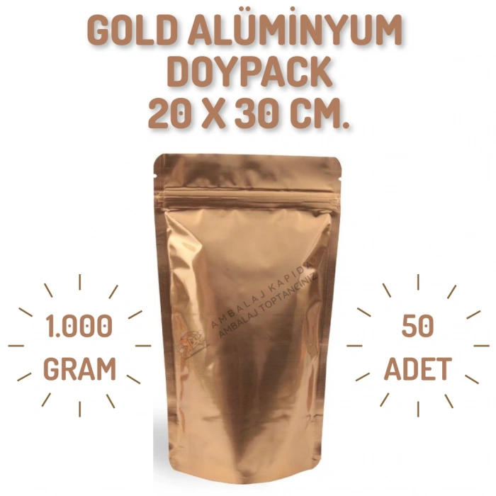 20x30 Gold Alüminyum Doypack - 50 Adet