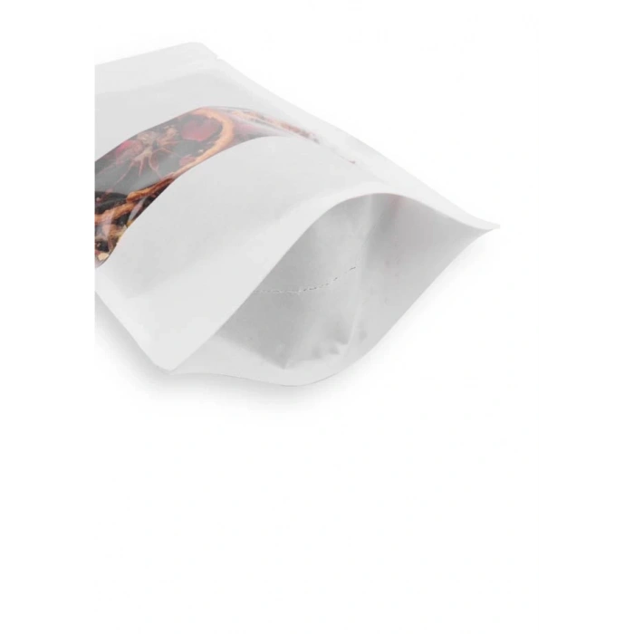 25x34 cm. Beyaz Kraft Pencereli Doypack - 50 Adet