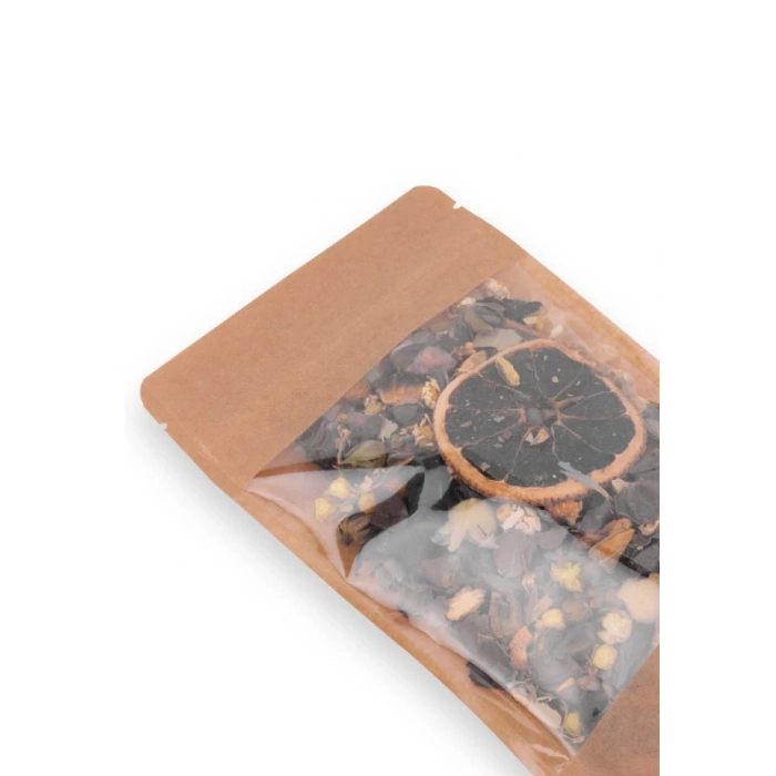 25x34 cm. Kraft Geniş Pencereli Doypack - 50 Adet