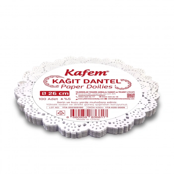 26 cm Yuvarlak Dantel Kağıt 100 Adet