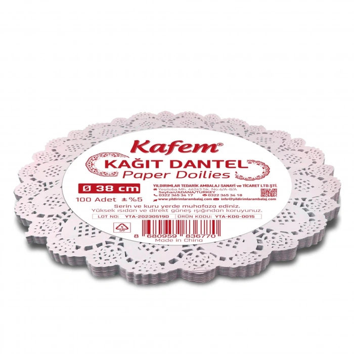 38 cm Yuvarlak Dantel Kağıt 100 Adet