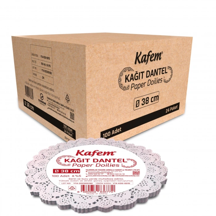 38 cm Yuvarlak Dantel Kağıt 100 Adet