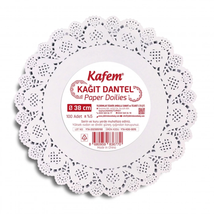 38 cm Yuvarlak Dantel Kağıt 100 Adet