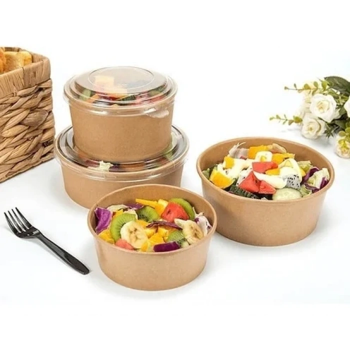 Kraft Karton Salata Kasesi+Kapak 1300 cc -300 Adet-Unicup