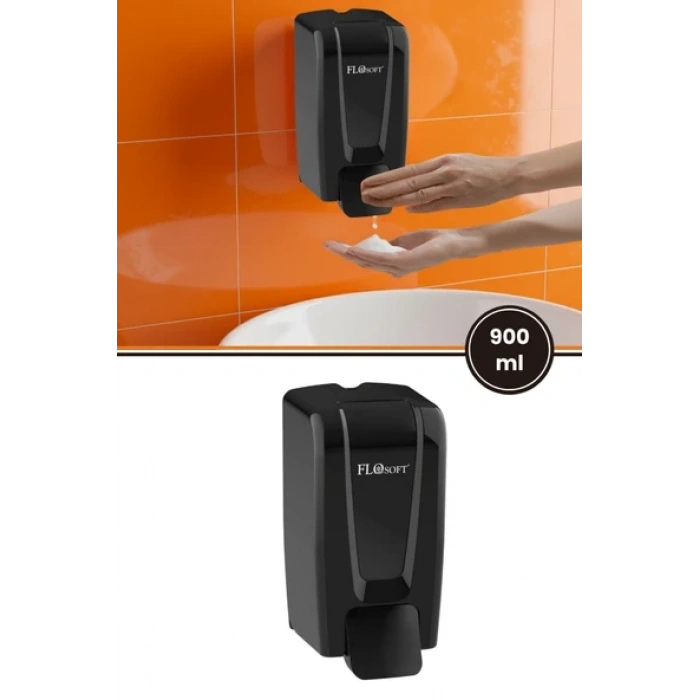 Flosoft Vera Manuel Gagalı Köpük Sabun Dispenseri Siyah -900 Ml(F246S)