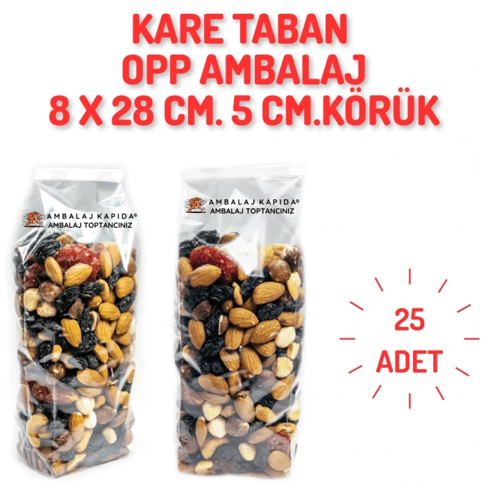 8x28 Opp Körüklü Kare Taban Poşet - 25 Adet
