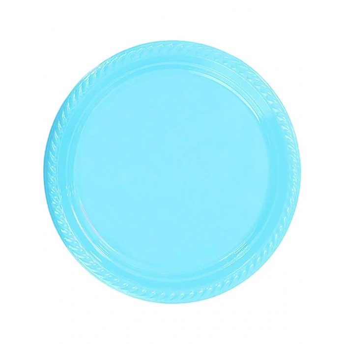 Açık Mavi Renkli Plastik Tabak 25 Adetli