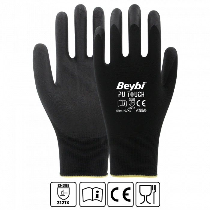 Beybi Pu Touch Poliüretan Kaplı Polyester Örme Eldiven