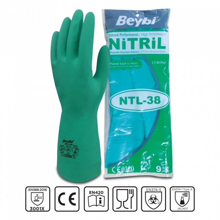 Beybi NTL38 Nitril İş Eldiveni Yeşil