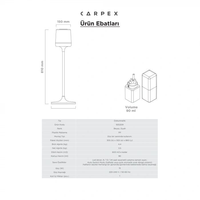 Carpex Trioscent Pro Koku Makinesi - Siyah