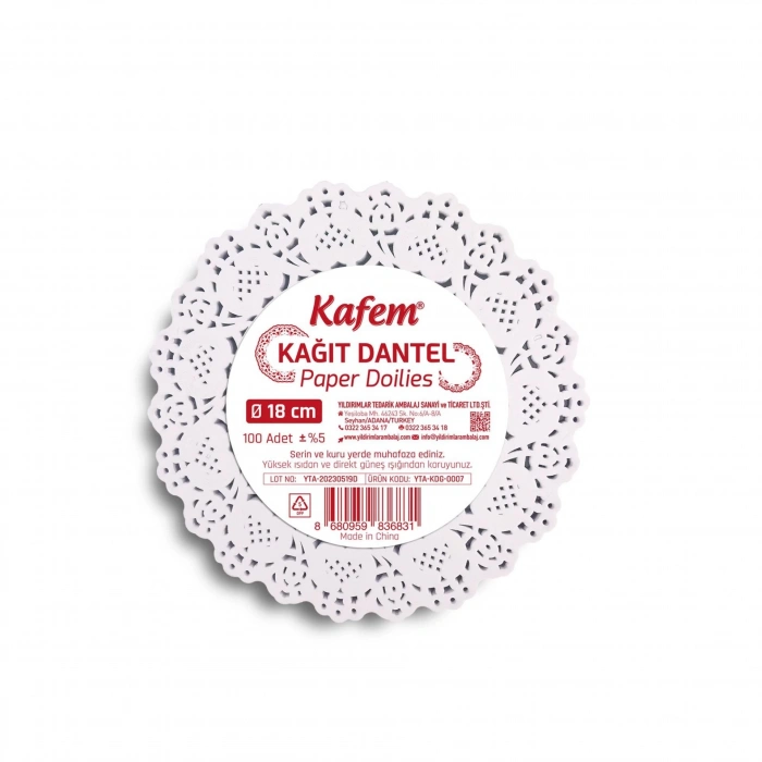 18 cm Yuvarlak Dantel Kağıt 100 Adet