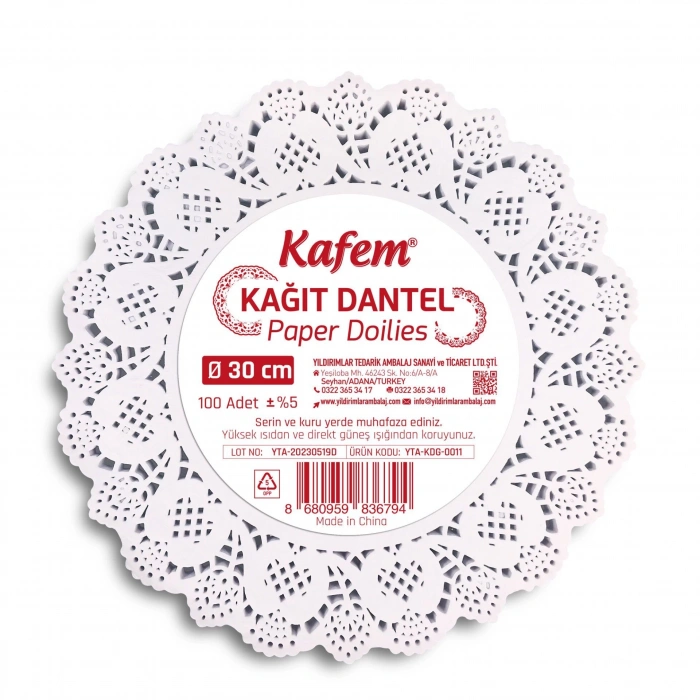 30 cm Yuvarlak Dantel Kağıt 100 Adet