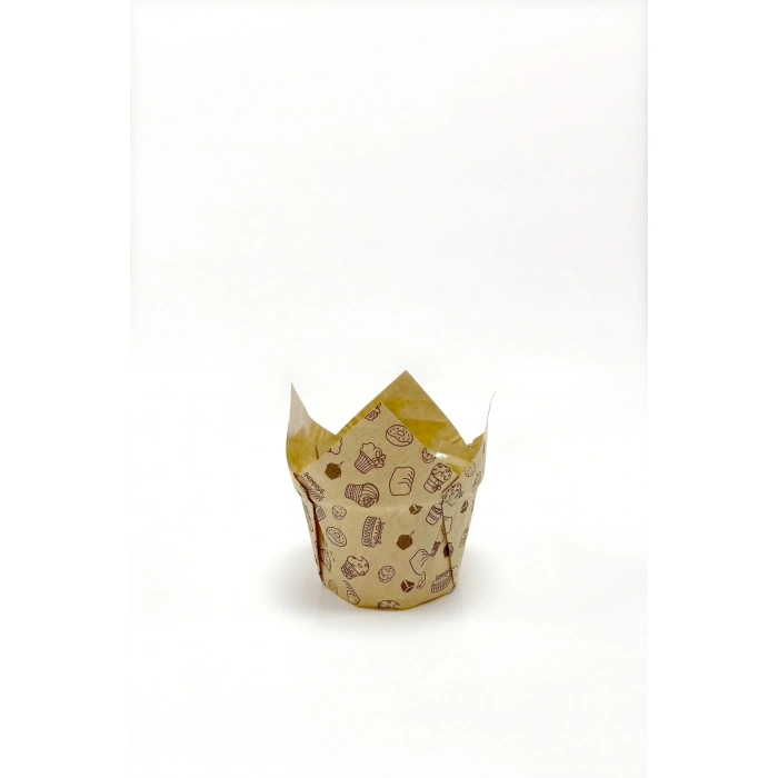 Dolphin Muffin Kek Kapsülü Kalın Tulip Kraft Desenli 50 li