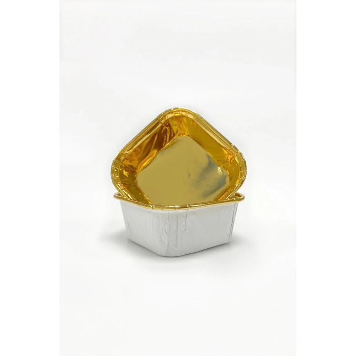 Dolphin Muffin Kek Kapsülü Kare Beyaz-Altın 25li