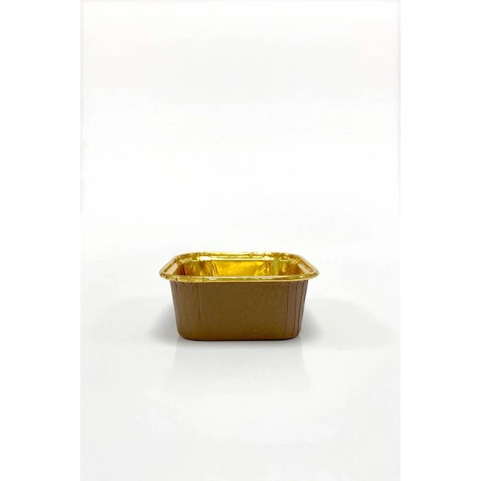 Dolphin Muffin Kek Kapsülü Kare Kahverengi-Altın 25li