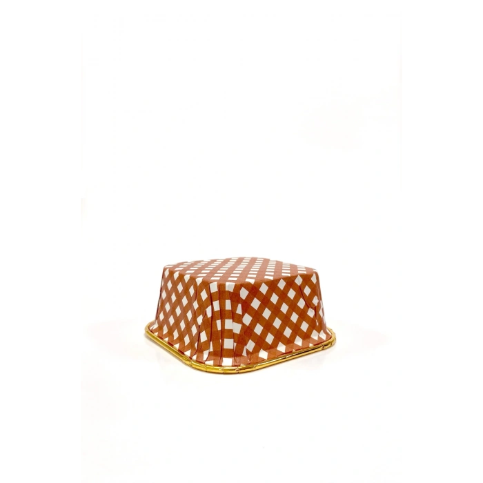 Dolphin Muffin Kek Kapsülü Kare Pötikare Kırmızı-Altın 25li