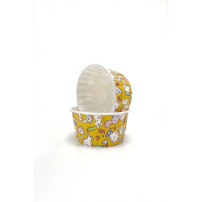 Dolphin Muffin Kek Kapsülü Sarı Tavşan Desenli Büyük Boy 50li