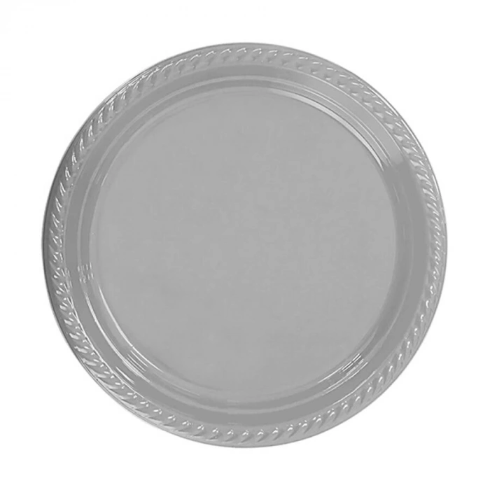 Gümüş Renkli Plastik Tabak 25 Adetli