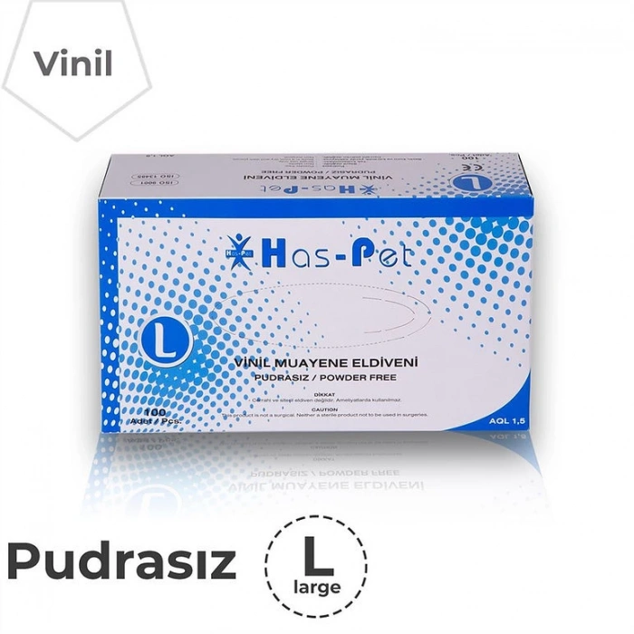 Haspet Pudrasız Vinil Eldiven L Beden
