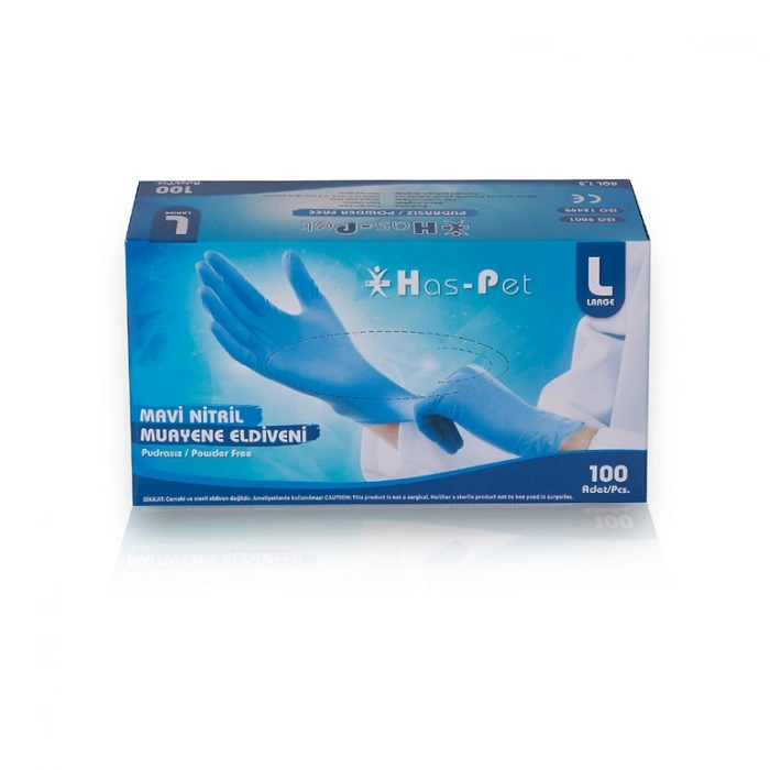 Haspet Mavi Nitril Eldiven L Beden 100 Adet