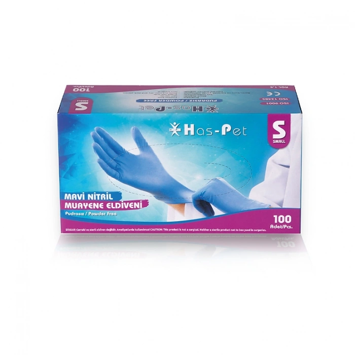 Haspet Mavi Nitril Eldiven S Beden 100 Adet