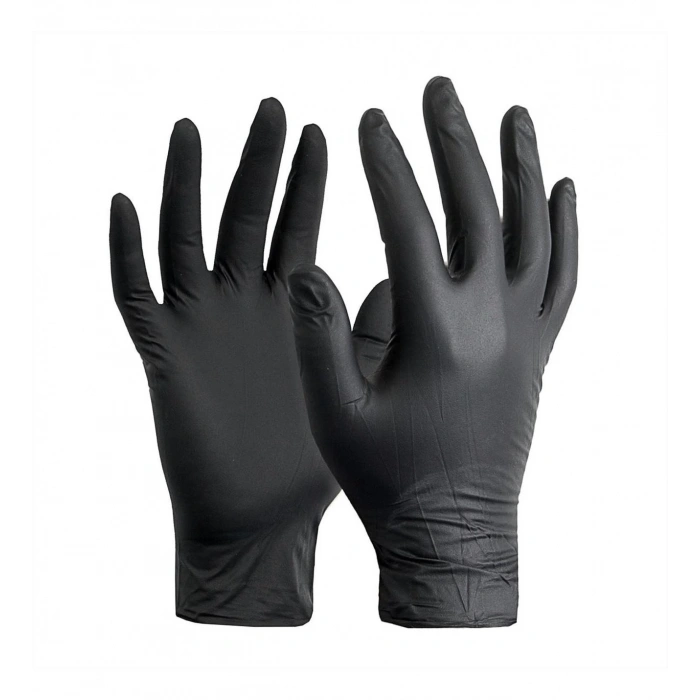 Haspet Siyah Nitril Pudrasız Muayene Eldiveni M Beden