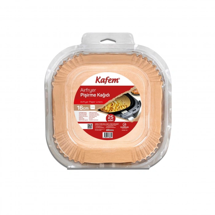 Kafem Airfryer Pişirme Kağıdı Kare 16 cm 25 li