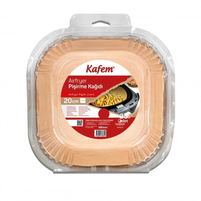 Kafem Airfryer Pişirme Kağıdı Kare 20 cm 25 li
