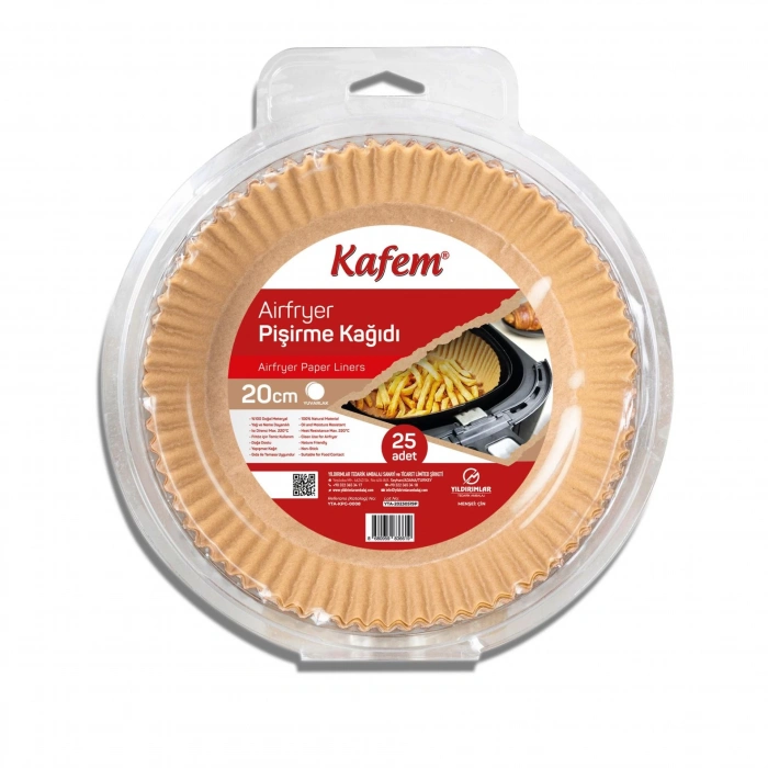 Kafem Airfryer Pişirme Kağıdı Yuvarlak 20 cm 25 li