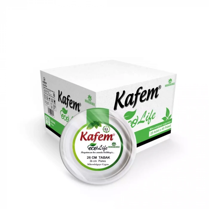 Kafem Ekolojik Karton Tabak 26 cm 25 Li