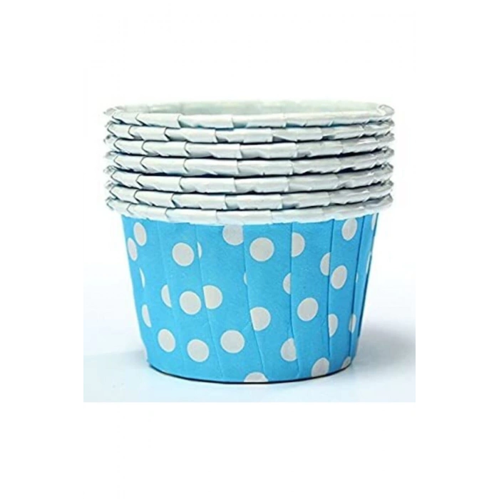 Kafem Açık Mavi Puantiyeli Muffin Kek Kapsülü 50li - K02