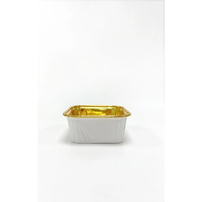 Kafem Muffin Kek Kapsülü Kare Beyaz-Altın 25li - K38