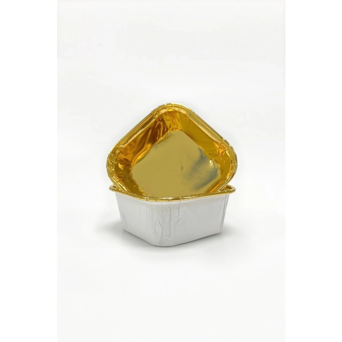 Kafem Muffin Kek Kapsülü Kare Beyaz-Altın 25li - K38