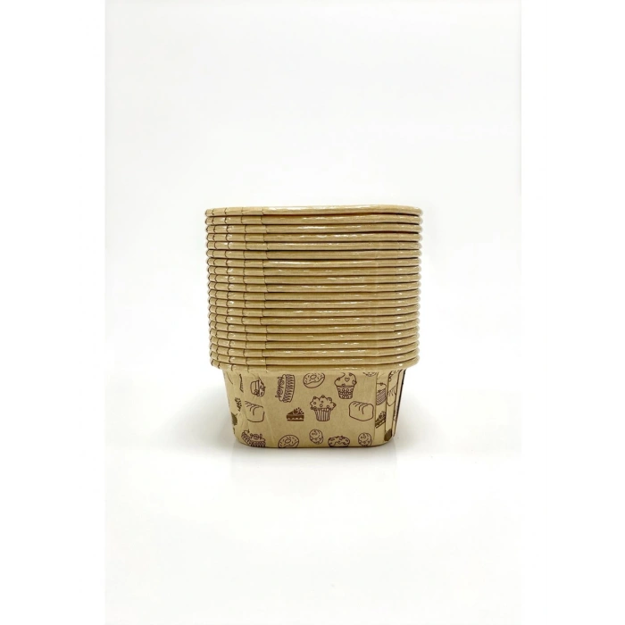 Kafem Muffin Kek Kapsülü Kare Kraft Desenli 50li - K33